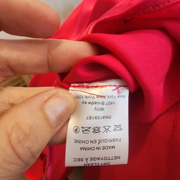 MILLY Karson Luxe Party Pink Fuschia Wrap Front Blouse Medium - Picture 10 of 10